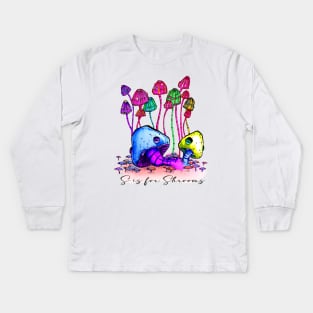 S is for Shrooms Kids Long Sleeve T-Shirt